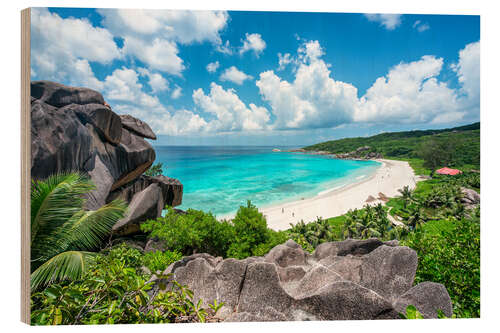 Wood print Beach Grand Anse on La Digue