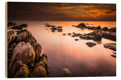 Holzbild Malawi See bei Sonnenaufgang