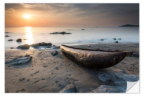 Wandsticker Einbaum am Strand vom Malawi See