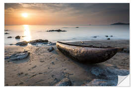 Sticker mural Pirogue sur la plage du lac Malawi