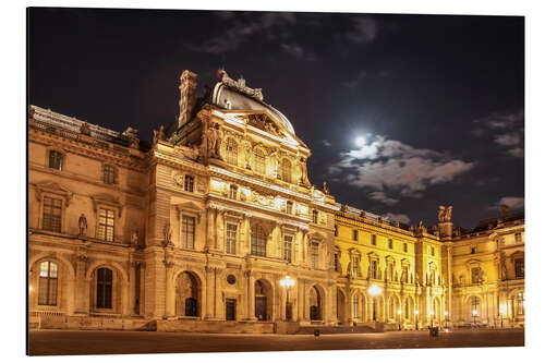 Cuadro de aluminio Patio del Louvre por la noche, París