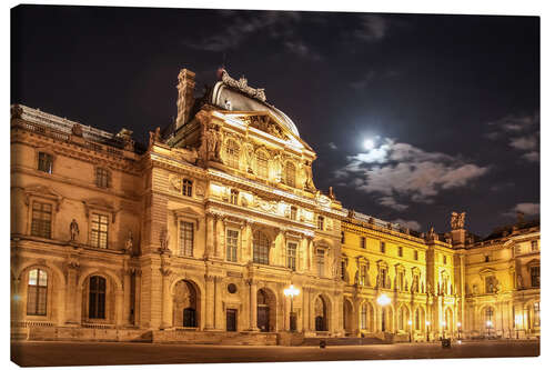 Canvas print Courtyard of the Louvre at night, Paris