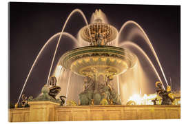 Akrylbilde Parisian fountain at Place de la Concorde at night