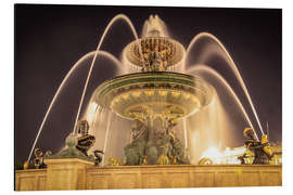 Cuadro de aluminio Fuente parisina en la plaza de la Concordia en la noche