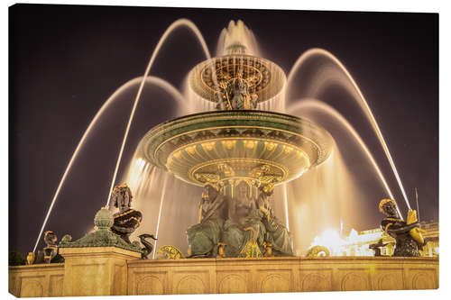 Canvas print Parisian fountain at Place de la Concorde at night