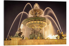 Tableau en plexi-alu Fontaine sur la place de la Concorde la nuit