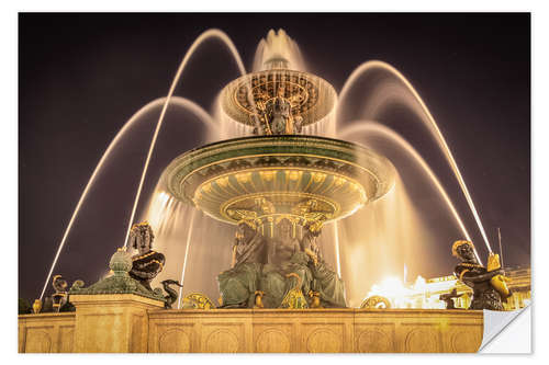Naklejka na ścianę Parisian fountain at Place de la Concorde at night