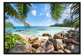 Gerahmter Kunstdruck Urlaub auf den Seychellen