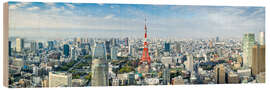 Wood print Tokyo Skyline with Tokyo Tower