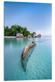 Quadro em plexi-alumínio Turquoise blue sea on the beach of the Seychelles