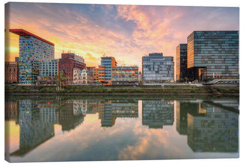 Quadro em tela Dusseldorf reflection in the media harbor