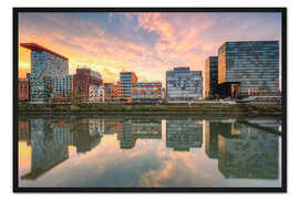 Gerahmter Kunstdruck Düsseldorf Spiegelung im Medienhafen
