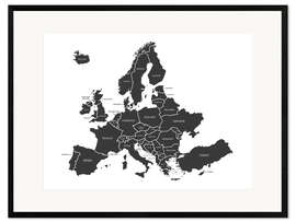 Impresión de arte enmarcada Mapa moderno de europa