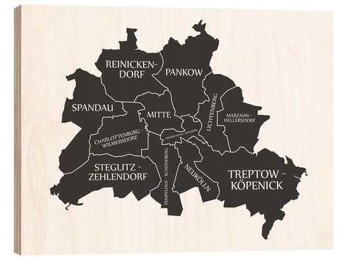 Cuadro de madera Mapa moderno de la ciudad de berlín