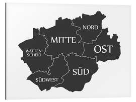Tableau en aluminium Plan de la ville de Bochum