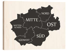 Wood print Modern city map of Bochum