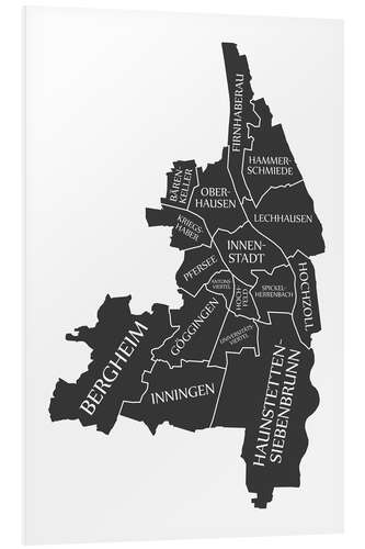 Cuadro de PVC Mapa de la ciudad moderna de Augsburg