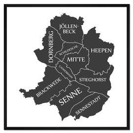 Gerahmter Kunstdruck Moderne Stadtkarte von Bielefeld