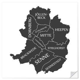 Wall sticker Modern city map of Bielefeld