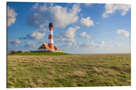 Quadro em alumínio Lighthouse Westerheversand in Nordfriesland, Schleswig-Holstein