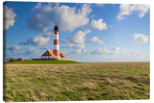 Leinwandbild Leuchtturm Westerheversand in Nordfriesland, Schleswig-Holstein