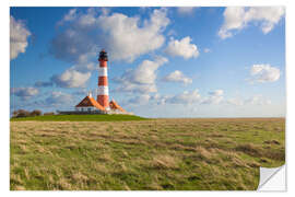 Selvklebende plakat Lighthouse Westerheversand in Nordfriesland, Schleswig-Holstein