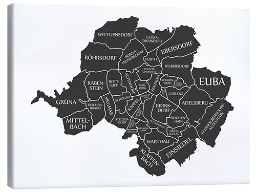 Canvas-taulu Modern city map of Chemnitz