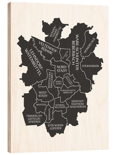 Cuadro de madera Mapa de la ciudad moderna de Brunswick