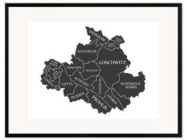 Kunsttryk i ramme Modern city map of Dresden