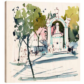 Wood print Shady place in Lisbon, Portugal - Anastasia Mamoshina