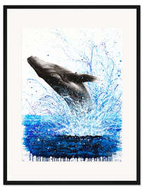 Gerahmter Kunstdruck Wal in den Wellen des Ozeans
