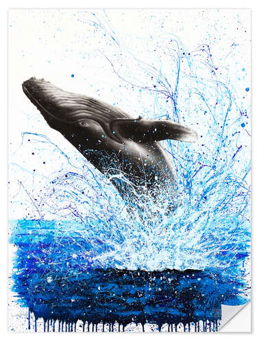 Selvklebende plakat Whale Ocean Waves