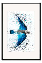 Gerahmter Kunstdruck Flug des blauen Vogels