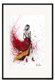 Gerahmter Kunstdruck Frau in Rot