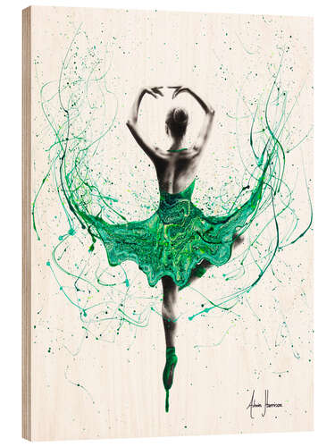 Wood print Emerald Ballet Dancer