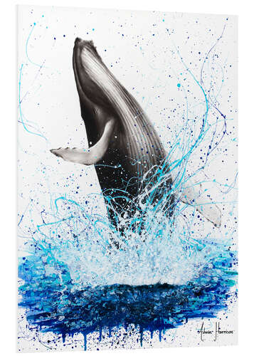 Foam board print Whale breaks to the surface