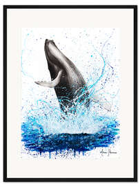 Gerahmter Kunstdruck Wal bricht an die Oberfläche