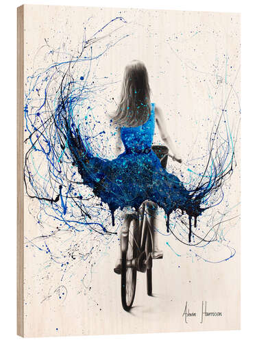 Wood print Blue Bicycle Ride