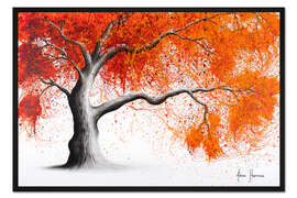 Gerahmter Kunstdruck Oranger Ahornbaum
