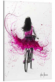 Aluminiumsbilde Pink cyclist