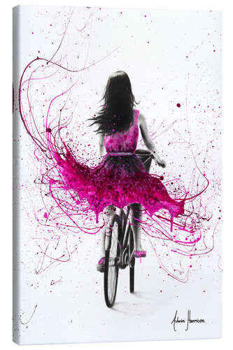 Lærredsbillede Pink cyclist