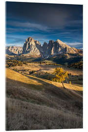 Akrylbilde Sunset on the Alpe di Siusi the Dolomites