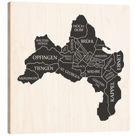 Wood print Modern city map of Freiburg