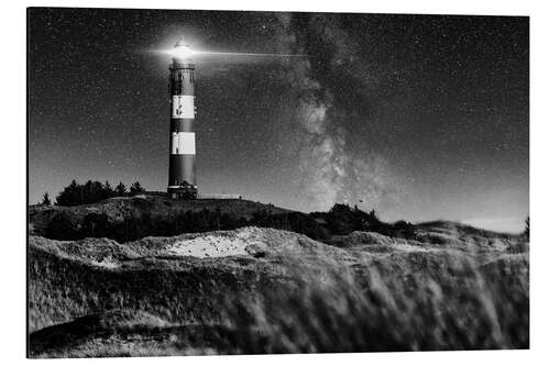 Quadro em alumínio Amrum Lighthouse with Milky Way