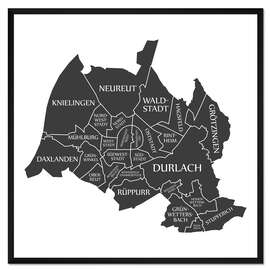 Gerahmter Kunstdruck Moderne Stadtkarte von Karlsruhe