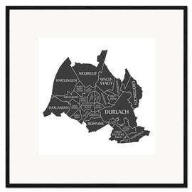 Innrammet kunsttrykk Modern city map of Karlsruhe