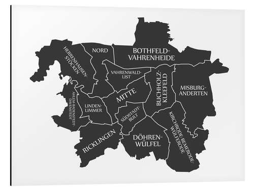 Aluminium print Modern city map of Hannover