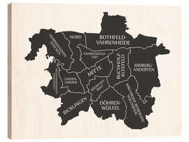 Wood print Modern city map of Hannover