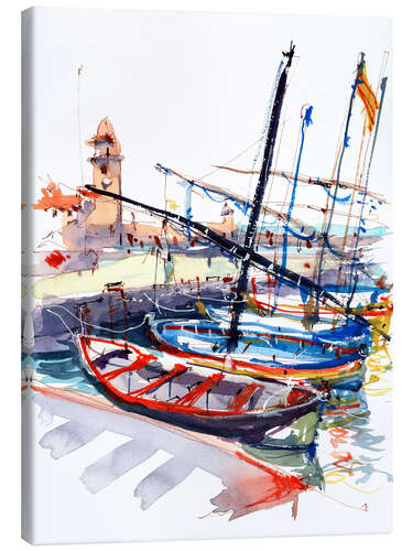 Leinwandbild Boote in Collioure, Frankreich