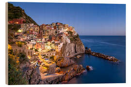 Holzbild Dorf Manarola in Italien